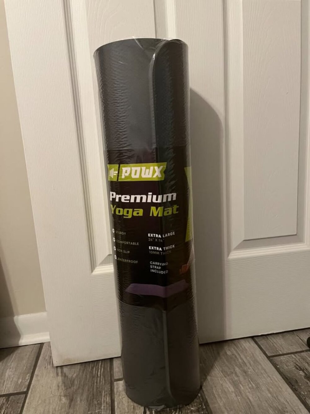Yoga Mat 10mm Non-Slip Workout Exercise Pilates Mat with Strap Gray